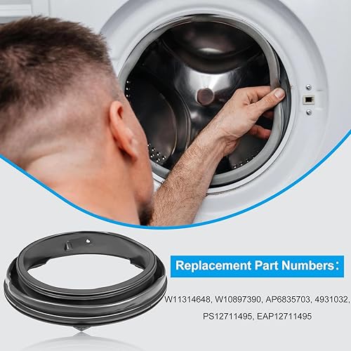 Miniatura 4 de W11314648 W10897390 Junta de sello de arranque de puerta de arandela diafragma de fuelle compatible con lavadora de carga frontal Whirlpool, Maytag,