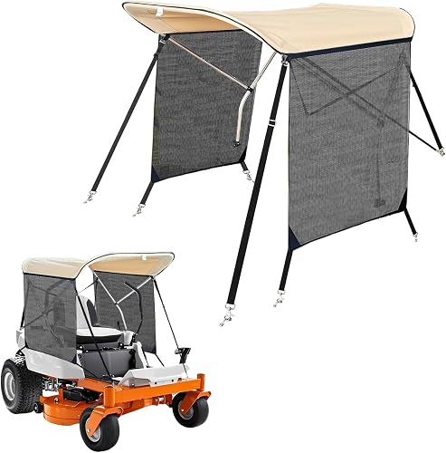 Lawn Mower Canopy, Wear Sunshade Curtains,Outdoor Heavy Duty Lawn Mower Awning, Compatible with Zero Turn Mowers, Foldable, UV Resistant, Rain Resistant (Beige)