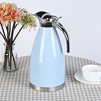 Vista 2 de Jarra de café, botella de viaje de acero inoxidable, doble pared aislada al vacío, jarra térmica, jarra de café, jarras termo, frasco al vacío (azul)