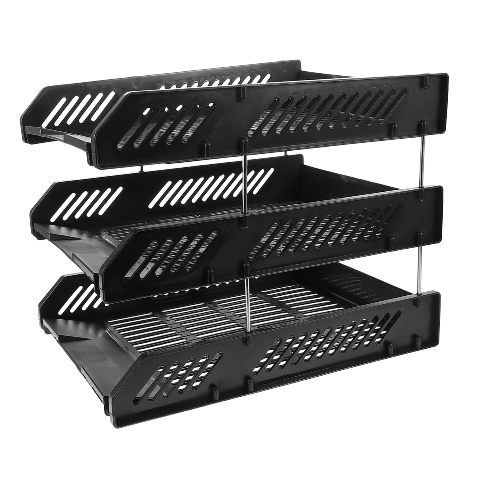 Trieuse de lettres noire à structure perforée pour un tri de bureau empilable et rapide