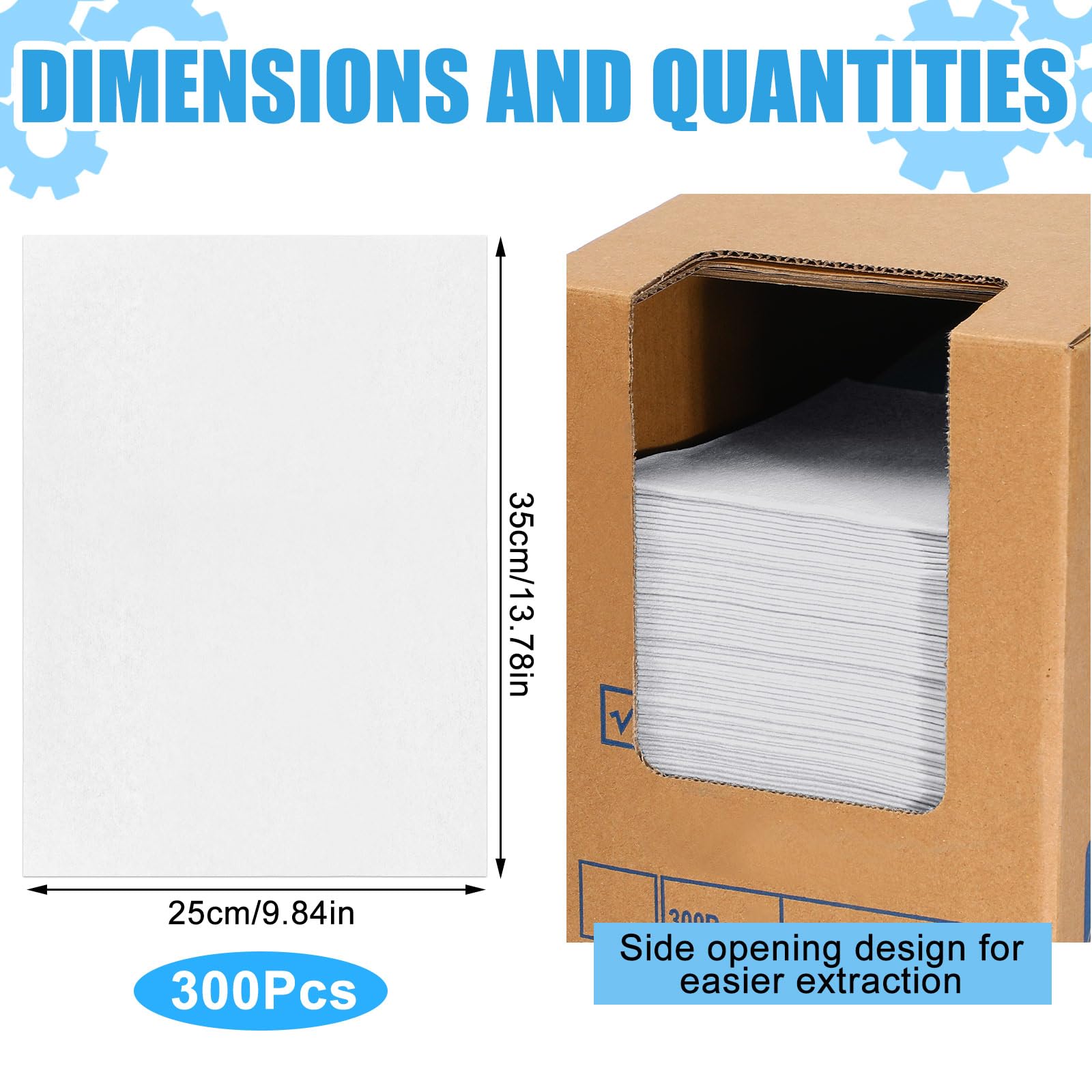 HunnmingRe 300 hojas de toallas desechables de 9.84 x 13.75 pulgadas, toallas de tienda resistentes a granel, toallas de papel sin pelusas, absorbentes, antidisolución, para garaje, coche, trabajo