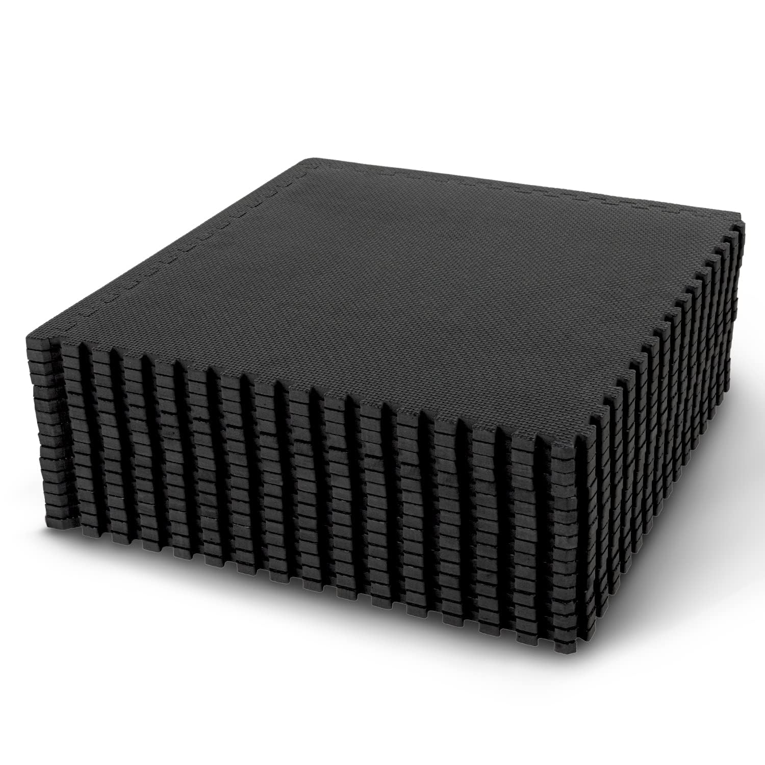 BODYTECH Puzzle Exercise Mat Interlocking Foam and Tile Mats for Home Gym. Floor Padding for Small Child. Black Color 18 x 18 x ½ Thick 16 Sheet 36 SQFT Black