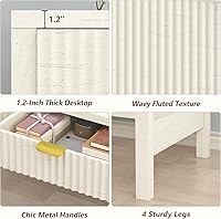 Vista 6 de Escritorio estriado para computadora con 2 cajones, escritorio pequeño de computadora de 39 pulgadas con almacenamiento, escritorio compacto