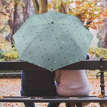 ★新品★ハンウェイ　晴雨兼用　UV加工　折りたたみ　雨傘　撥水素材　緑　ドット柄 ☆新品☆ハンウェイ 晴雨兼用 UV加工 折りたたみ 雨傘 撥水素材