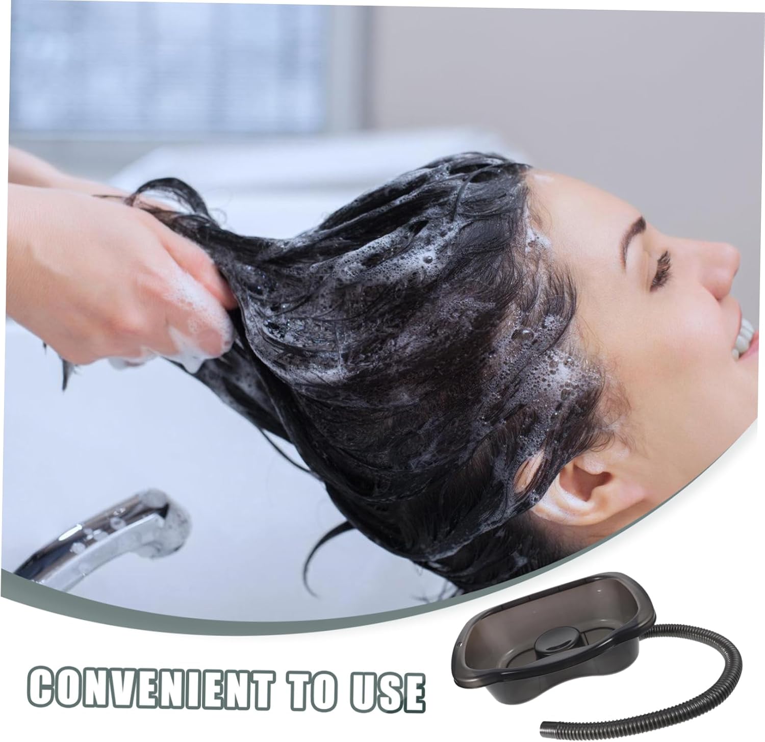Portable Shampoo Basin for Bedridden Patients Comfortable Recline Hair Washing Bowl with Drain Hose Transparent Design for Elderly Disabled Use for Home Care