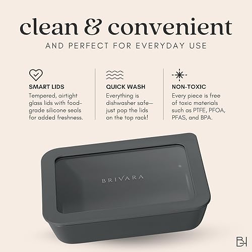 Miniatura 9 de Recipiente de almacenamiento de alimentos de vidrio recubierto de cerámica  Sin PTFE, PFOA, PFAS y BPA  Recipiente reutilizable no tóxico para