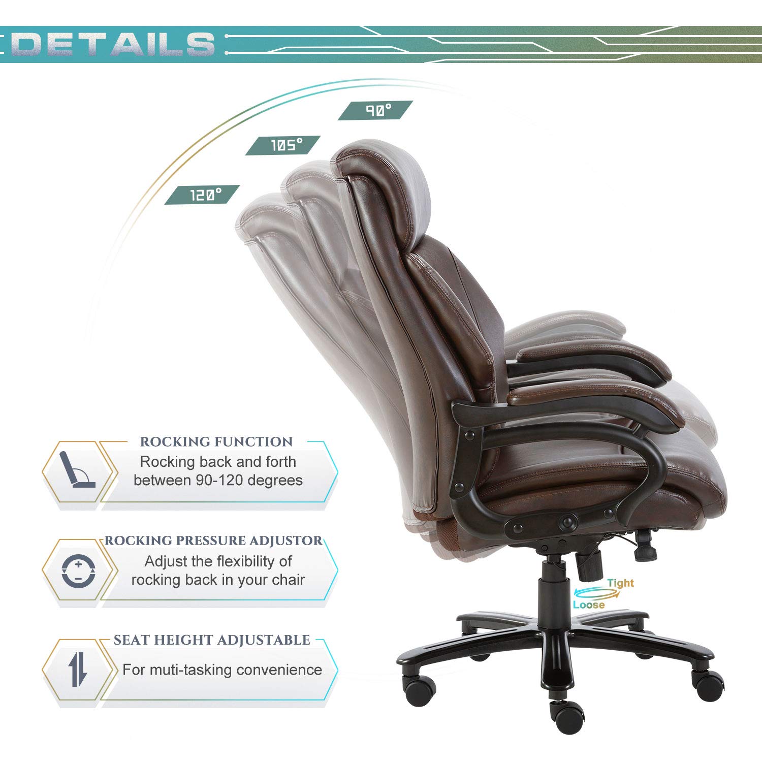 Buy Qwork High Back Big & Tall 400lb Office Chair Heavy Duty Metal