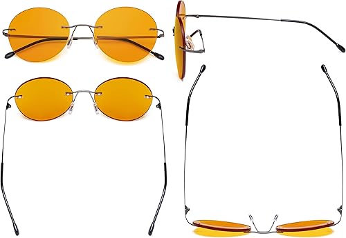 Miniatura 3 de Eyekepper Lentes de bloqueo de luz azul sin marco con lente tintada naranja para dormir, gafas de lectura para computadora sin montura redondas para