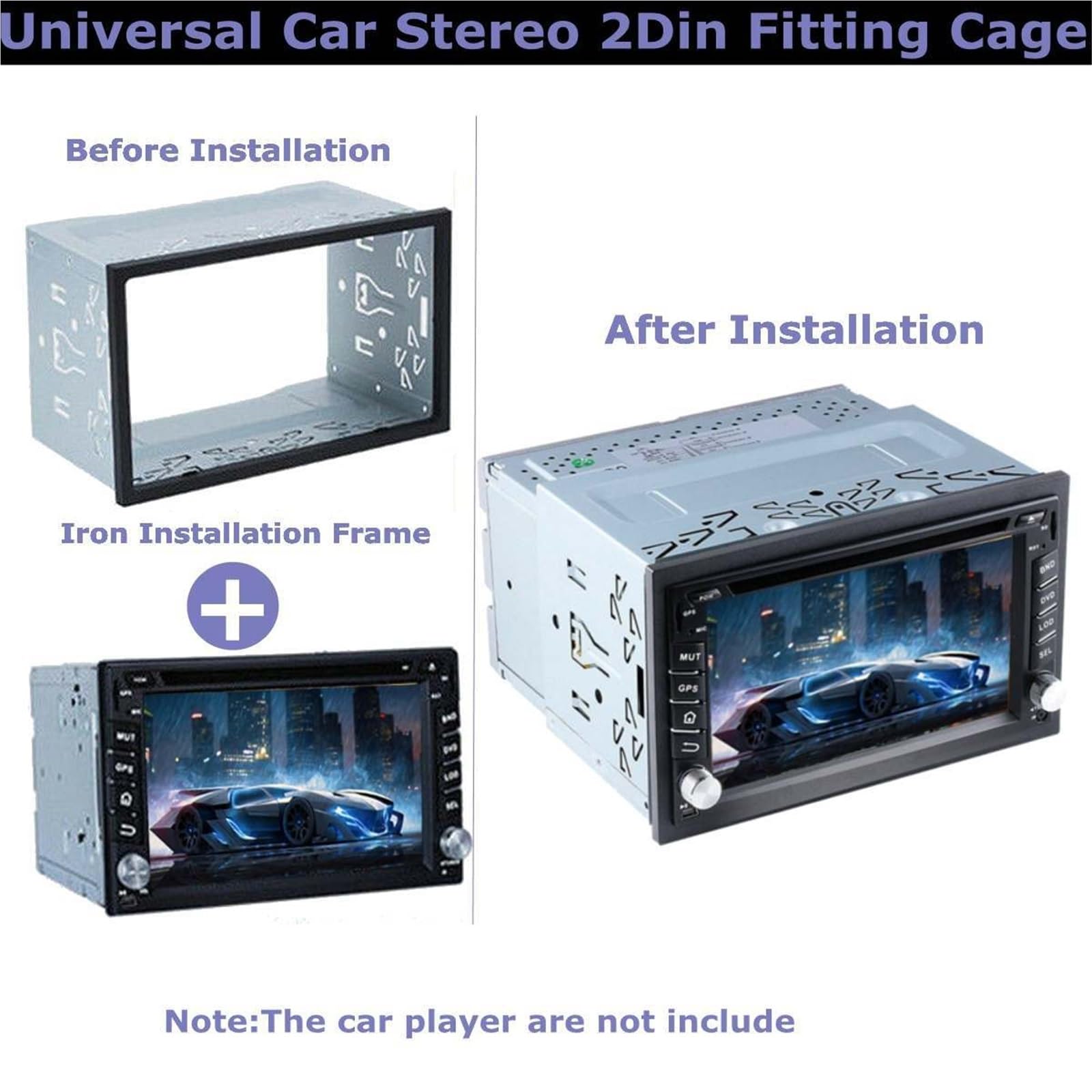 Telaio Autoradio Universal Double 2 DIN Car Stereo Radio Headunit Fitting Cage Mounting Car Stereo Double Din Cage With Frame(A SET)