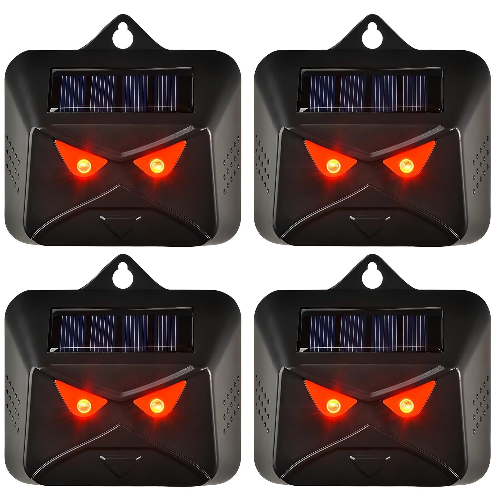 Dissuasore ad ultrasuoni per animali a energia solare, con LED, IP44, impermeabile, design per giardino, cortile e aree agricole, 4 pezzi
