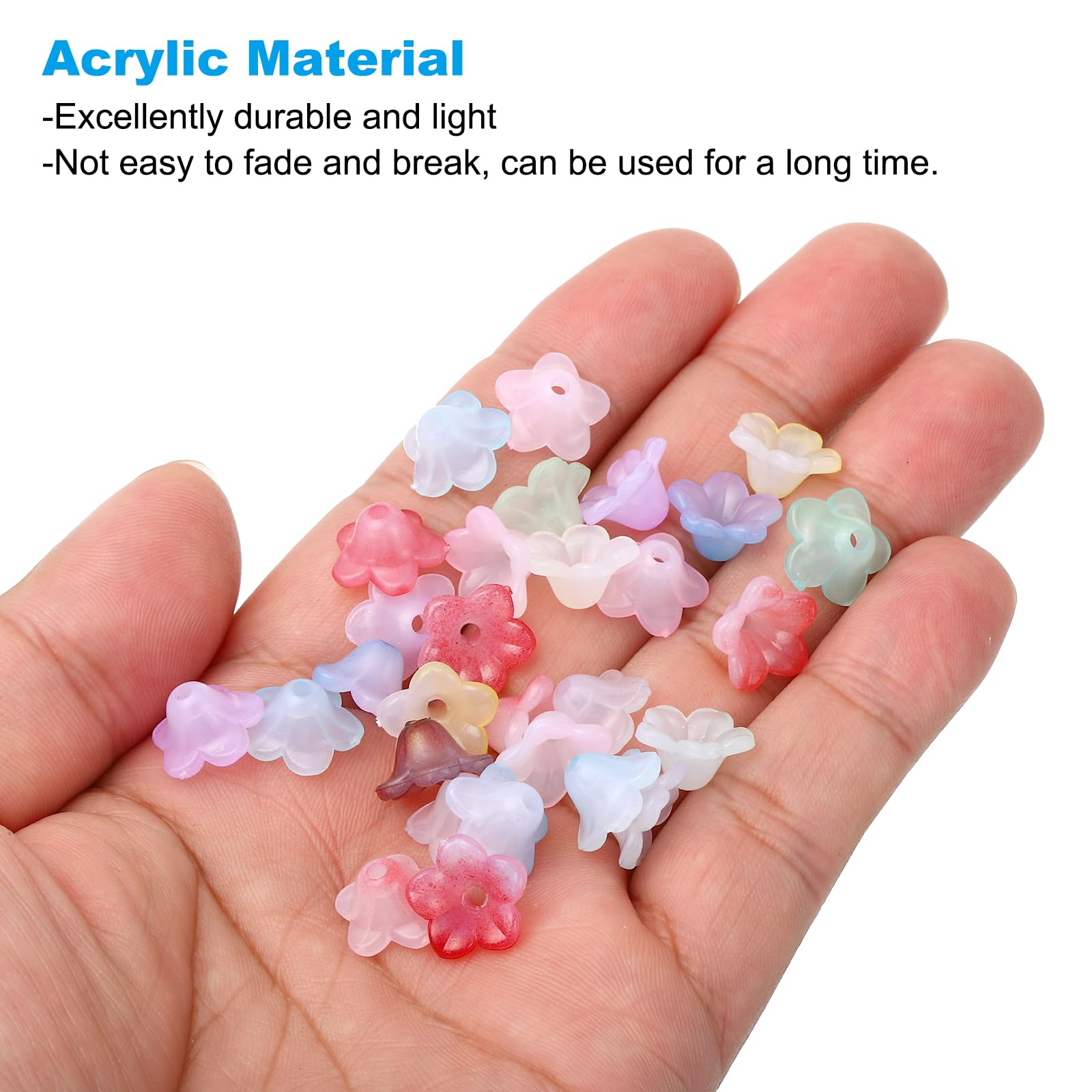 PATIKIL 500Pcs 12x7x1.5mm Frosted Flower Beads, Acrylic Trumpet Flower Beads for Bracelets Earrings, Necklaces - Image 3