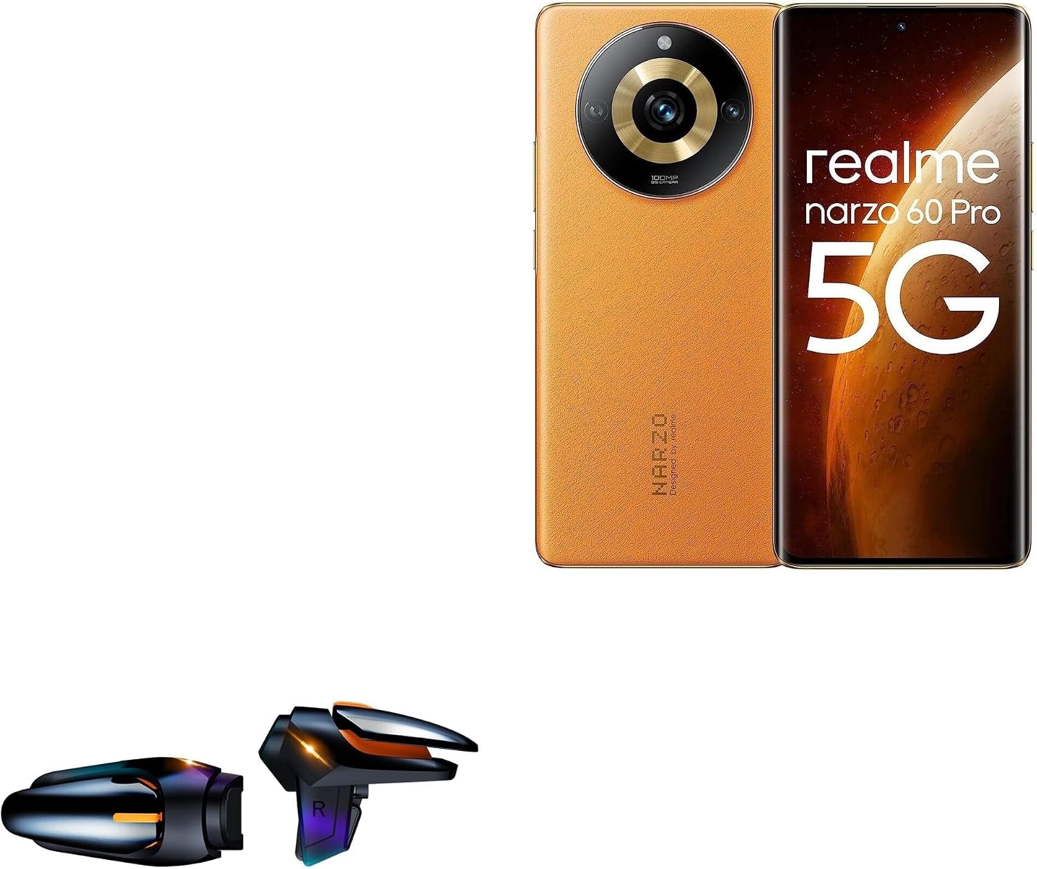 BoxWave Gaming Gear Compatible with Realme Narzo 60 Pro - Touchscreen QuickTrigger Auto, Trigger Buttons Autofire Gaming Mobile FPS - Jet Black