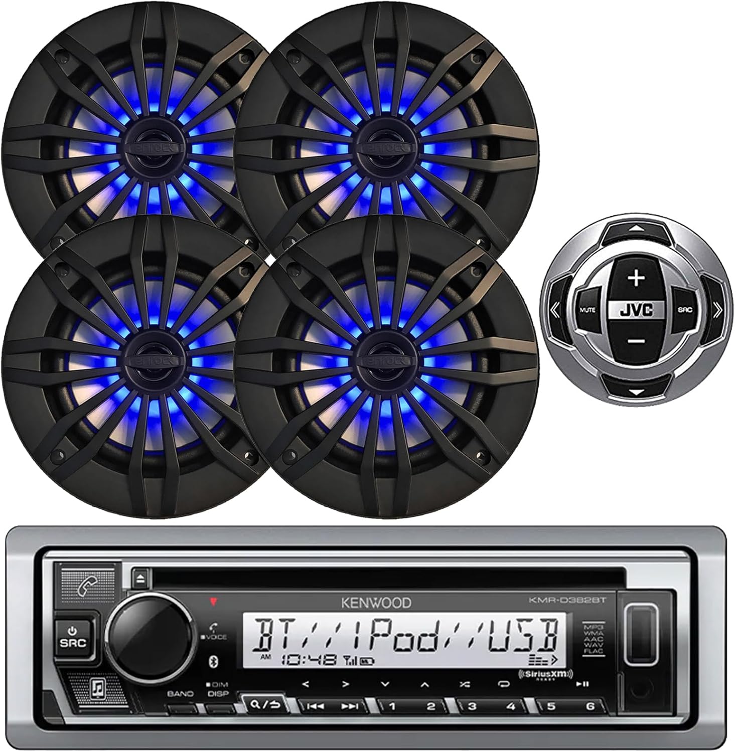 Kenwood inDash Single DIN Bluetooth Marine USB/AUX CD