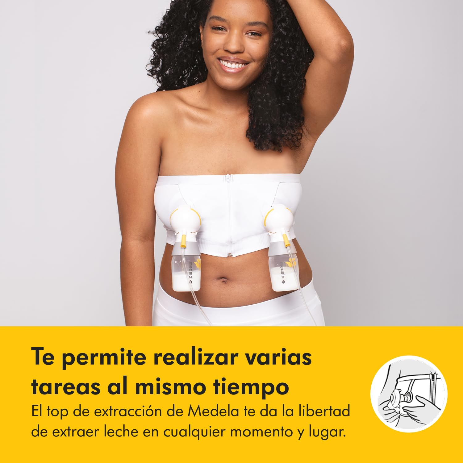 Medela Top de extracción de Leche Hands-Free, Sujetador de extracción de Leche fácil de Usar, con tecnología Adaptative Strech para un Ajuste cómodo y un Flujo de Leche Adecuado