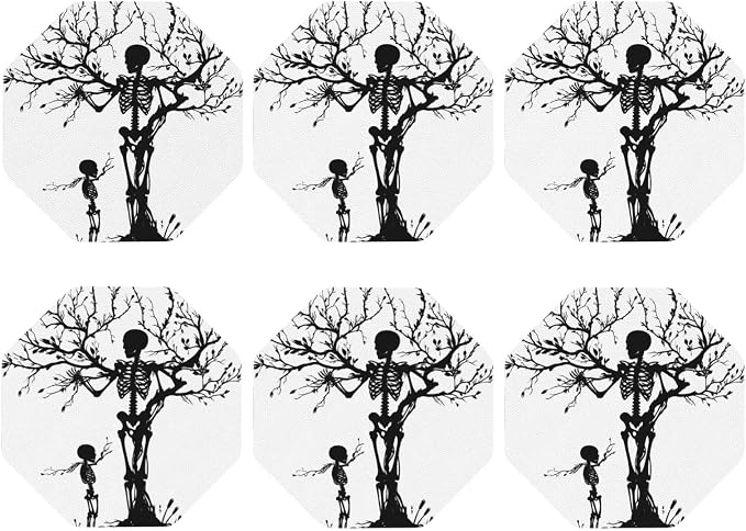 Day of the Dead Skeleton Print Leather Coasters Set of 6