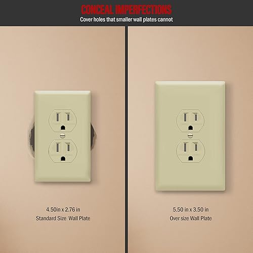 Miniatura 145 de ENERLITES Placa de pared dúplex para toma de receptáculo, cubierta de toma de corriente eléctrica, acabado brillante, tamaño mediano de 1 banda