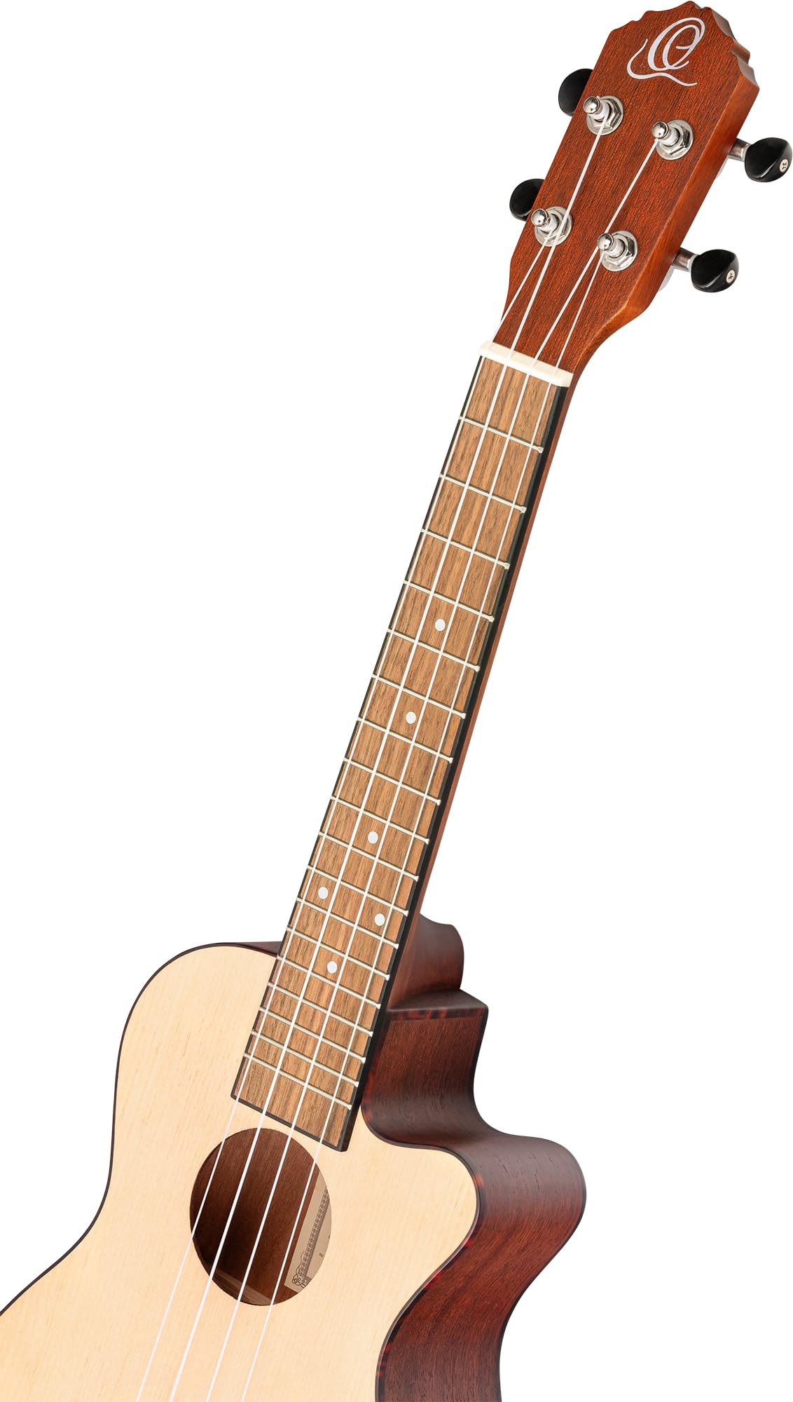 Ortega Guitars Konzert Ukulele Elektro-Akustisch – Bonfire Series – mit Cutaway – Fichte, Sapele, Natur (RU5CE)
