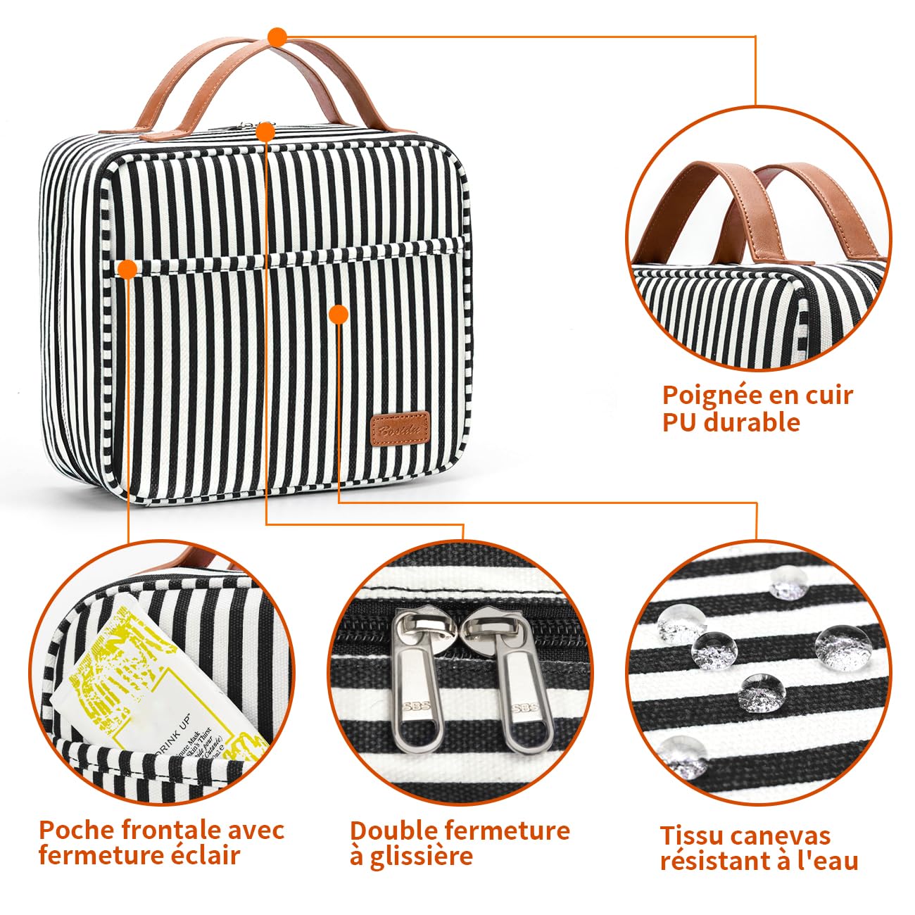 Kulturbeutel, Reise-Kulturtasche für Damen, große Kapazität, Kulturbeutel, wasserdicht, hängend, Make-up-Tasche für Damen und Herren, Make-up-Tasche für Reisen, Schwarz , 11.4 x 4.3 x 9.8 cm, Lässig