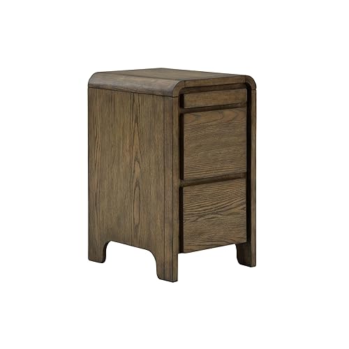 Jensworth Contemporary 2-Drawer Accent Table with USB Ports, Pull-Out Tray