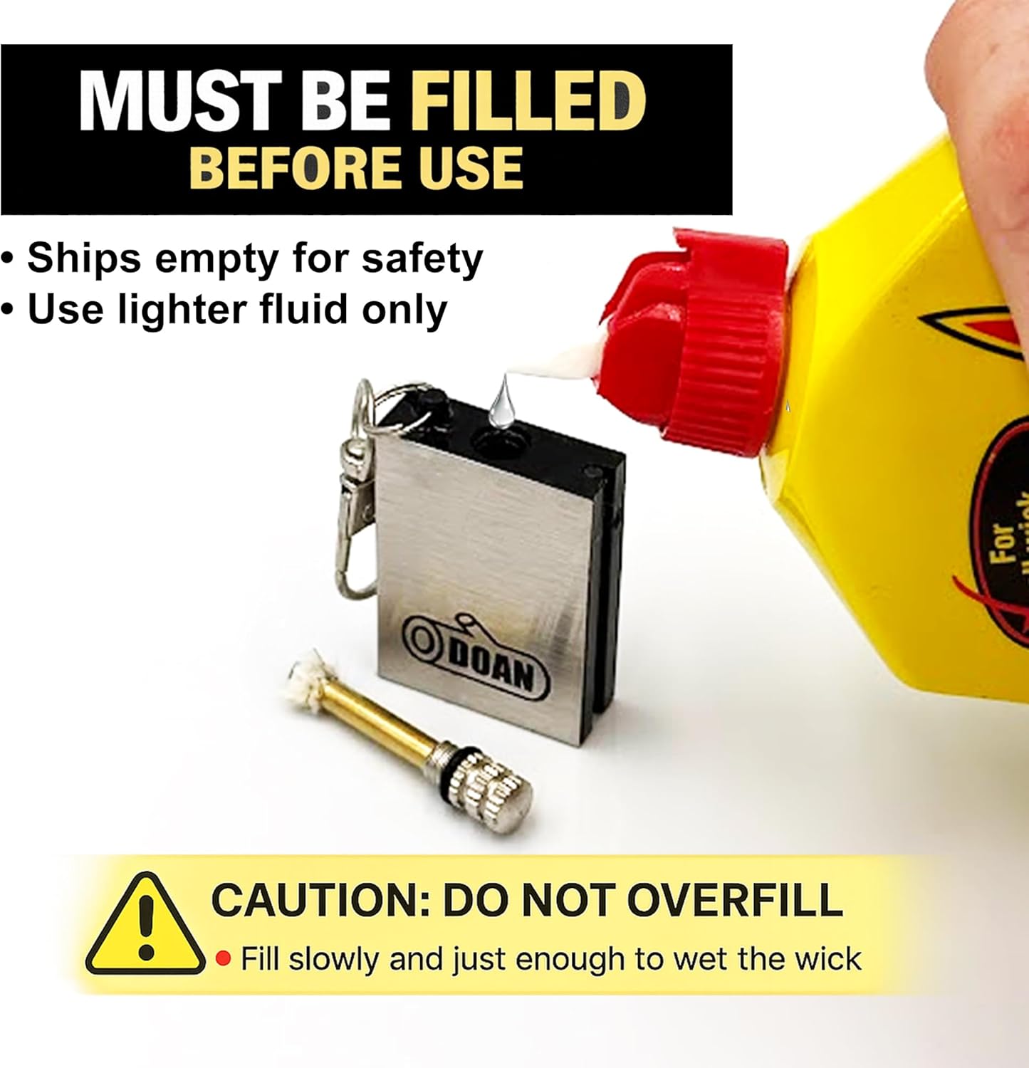 Refillable Survival Fire Starter, Compact Keychain Emergency Lighter, Metal Outdoor Fire Starter Tool for Camping Hiking Hunting