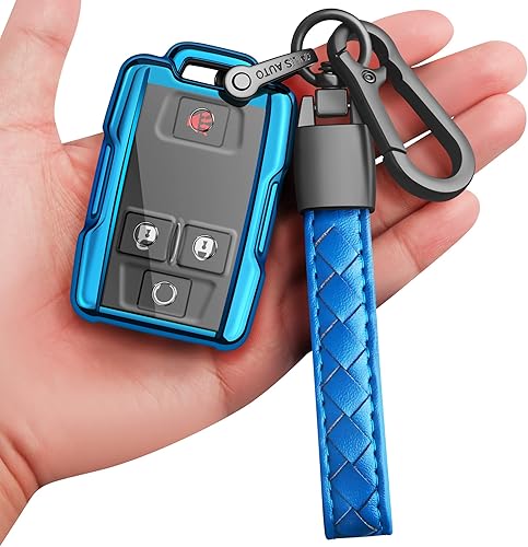 Sindeda Funda para llavero Chevrolet con llavero de protección completa, compatible con Silverado Suburban Tahoe Colorado GMC Sierra Yukon Canyon,