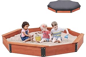 Wooden Octagon Sandbox: Kids&#39; Outdoor Play Oasis