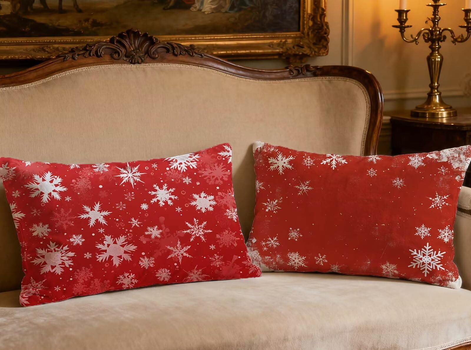 Housse de coussin rouge 40x80cm lot de 2 en velours pour cocooner sur le canapé
