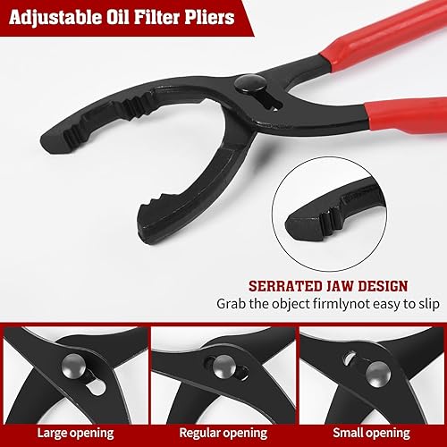 Miniatura 3 de TOOLEAGUE Juego de llaves de filtro de aceite, alicates de filtro de aceite de 9 y 12 pulgadas, herramientas de extracción de filtro de aceite para