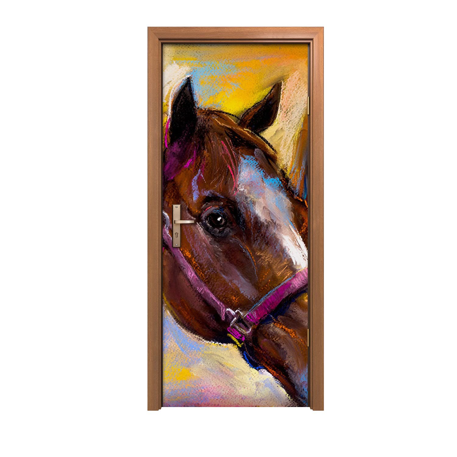 Autocollant de porte animal 80x200cm solution déco sans percer pour entrée sombre