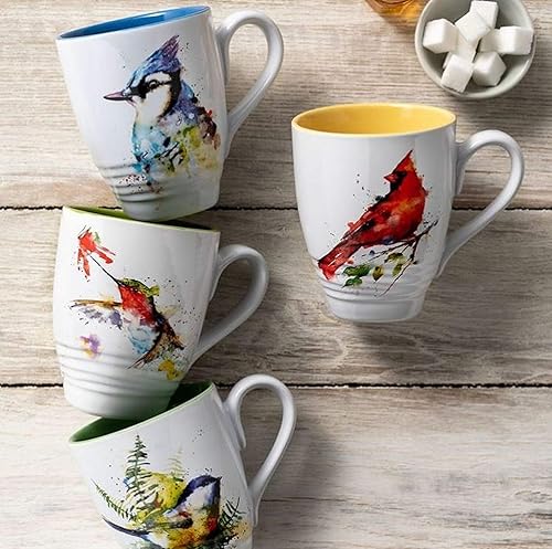 Miniatura 7 de DEMDACO Dean Crouser Spring Cardinal Watercolor Yellow - Taza de cerámica brillante para pájaros, 16 onzas, con mango de fácil agarre