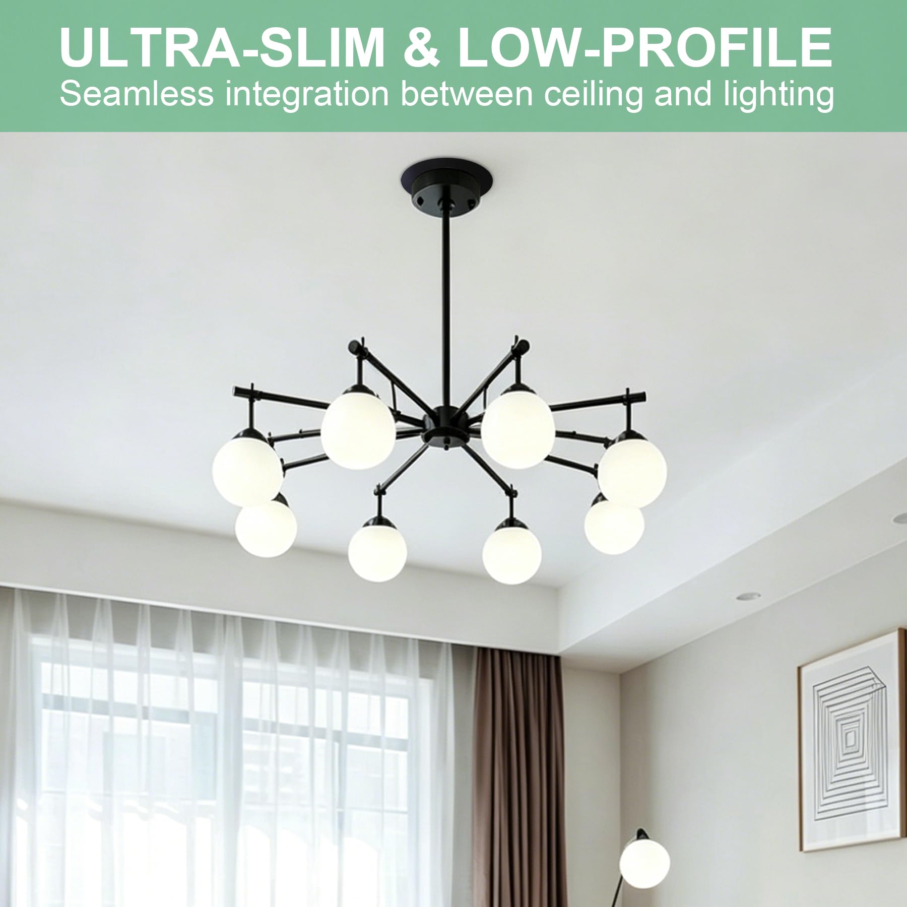 The Can Converter Ceiling Medallion for Recessed Can Light, Iron Ceiling Decorative Flat Goof Ring & Cover Plate for 5" & 6" Chandeliers & Pendants, Matte Black, 1 Pack — Amazon image 6