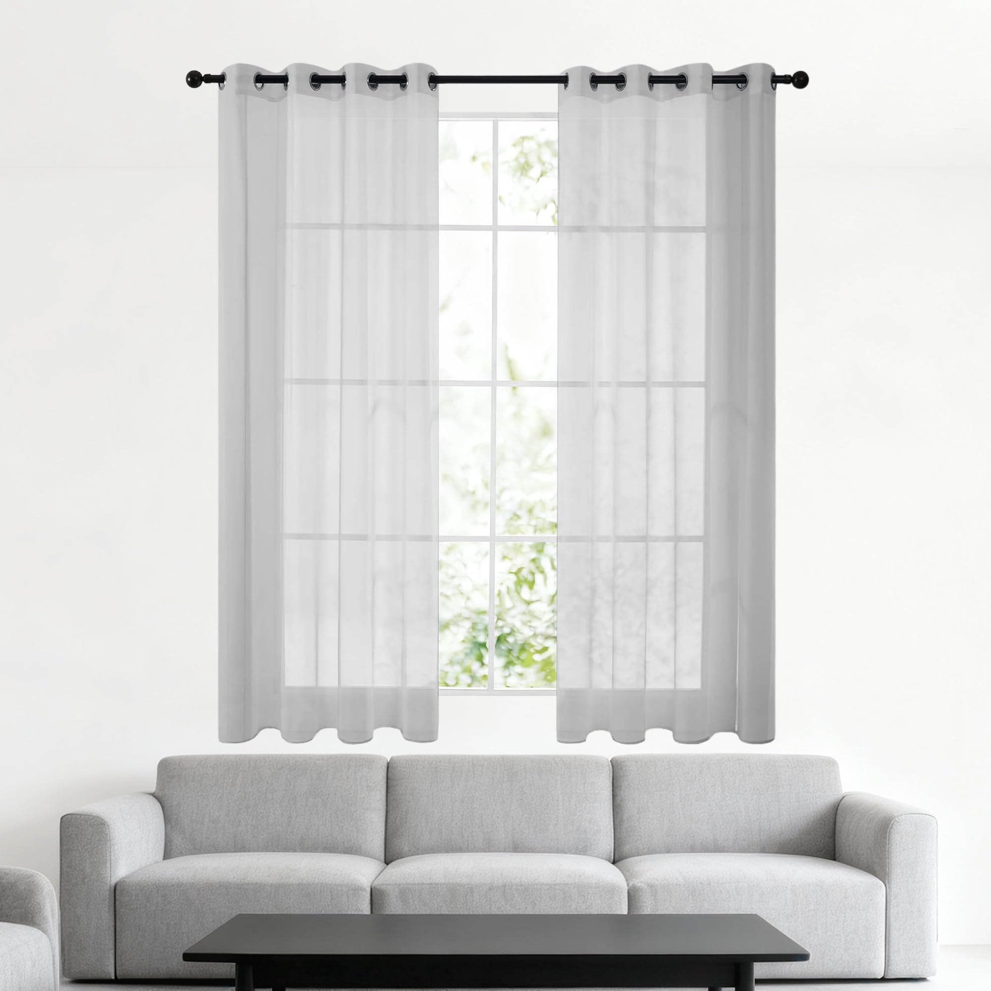 Voilage anti UV gris clair rideau transparent bloquer le soleil
