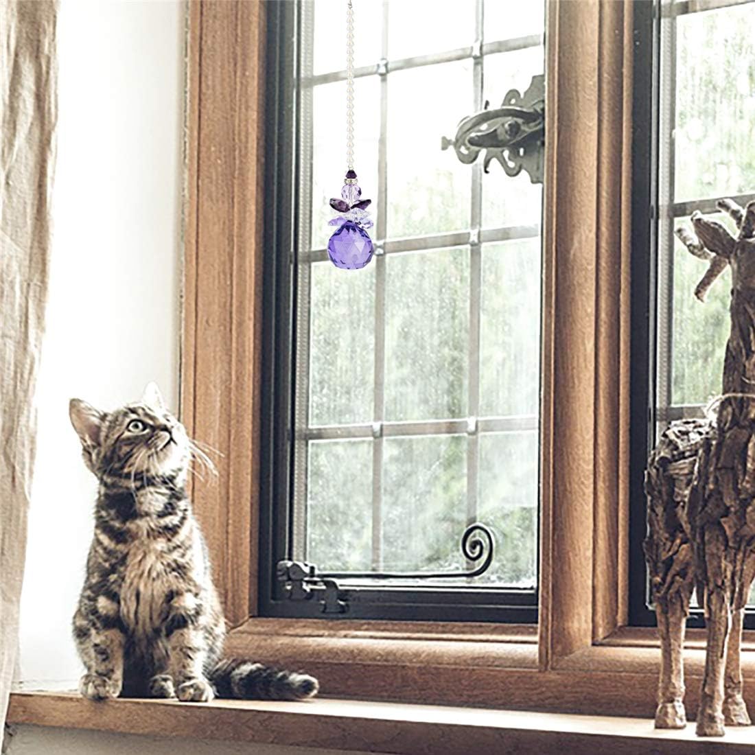 H&D Hanging Crystal Angel Suncatcher Rainbow Maker Guardian Angel Ornament for Home Window Decor (Purple) - Image 7