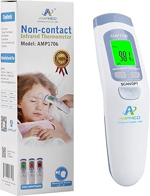Amplim Non-Contact No-Touch Forehead Thermometer for Baby and Adults, Touchless Temporal Thermometer, FSA HSA Approved, AMP1706 Serenity