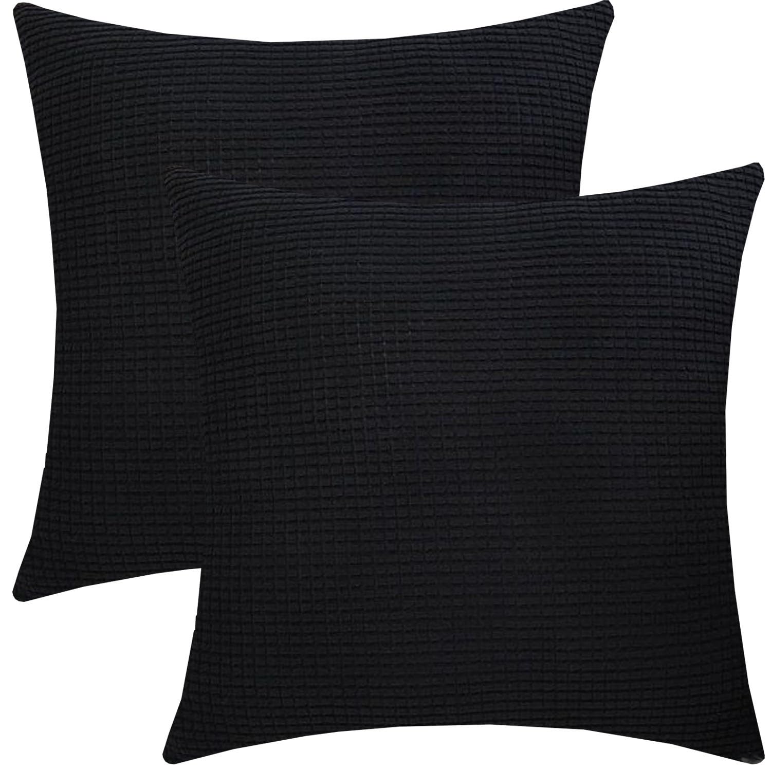 ELYSYSRL Cushion Covers Pack of 2 Large Decorative Square Throw Pillow Case Green/Brown/Grey/Blue for Sofa Living Room Couch,Rectangle Pillowcase Covers with Invisible Zipper(Black,90x90cm(Set of 2))
