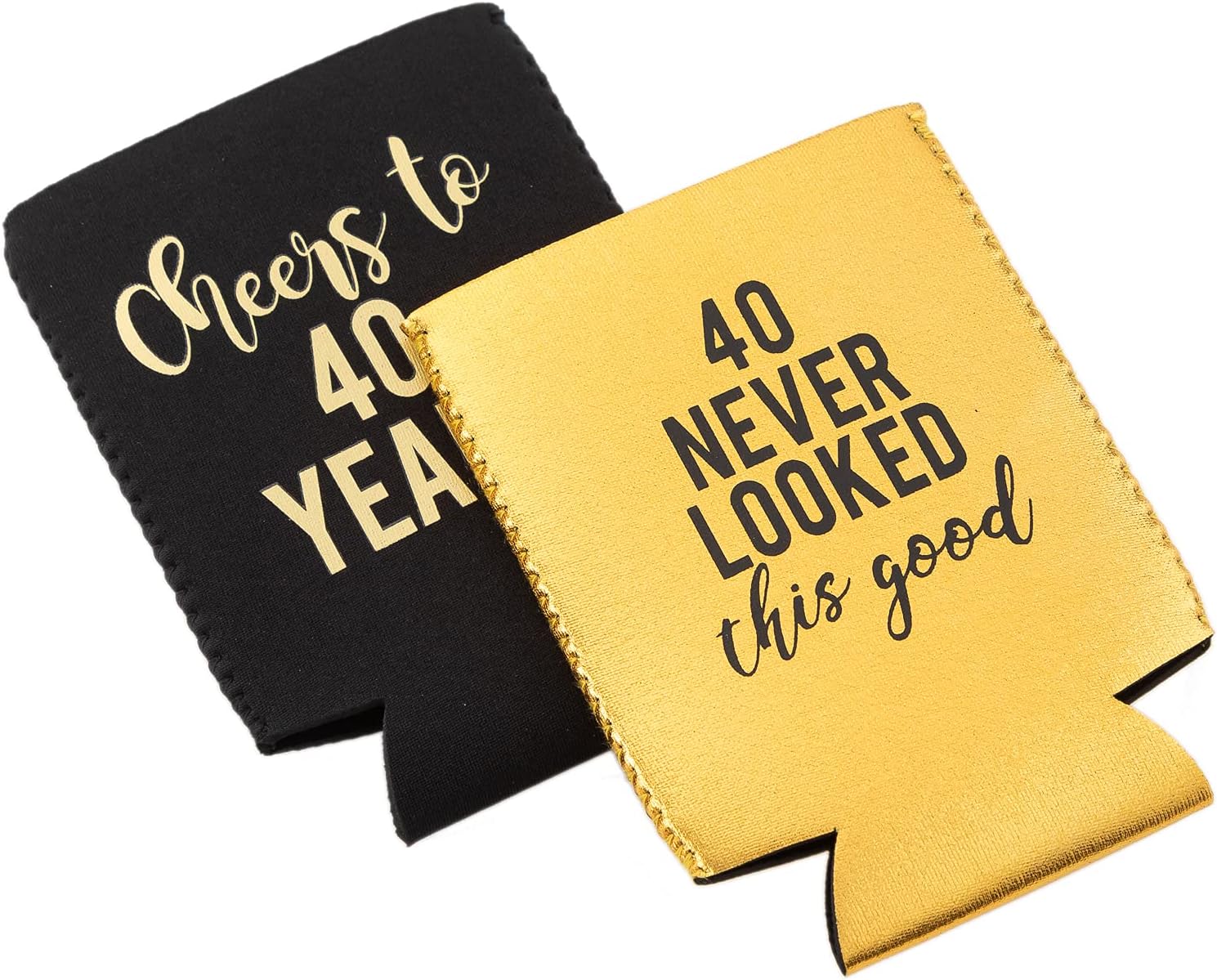Lowest Price Cheers to 40 Years and 1 METALLIC GOLD 40 Never Looked So Good Birthday Party Can Coolies, Set of 12, Black and Gold 40th Birthday Cooler, Perfect for Birthday Parties or Birthday Decorations ❤ Crazy Deals Cheers to 40 Years and 1 METALLIC GOLD 40 Never Looked So Good Birthday Party Can Coolies, Set of 12, Black and Gold 40th Birthday Cooler, Perfect for Birthday Parties or Birthday Decorations