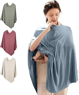 BubblePanda Bamboo Rayon Nursing Cover - 360° Privacy Breastfeeding Shawl, Breathable Multi-Use Car Seat Cover for Moms