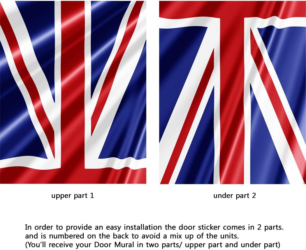Door Wall Sticker Union Jack Flag - Peel & Stick Repositionable Fabric Door Mural