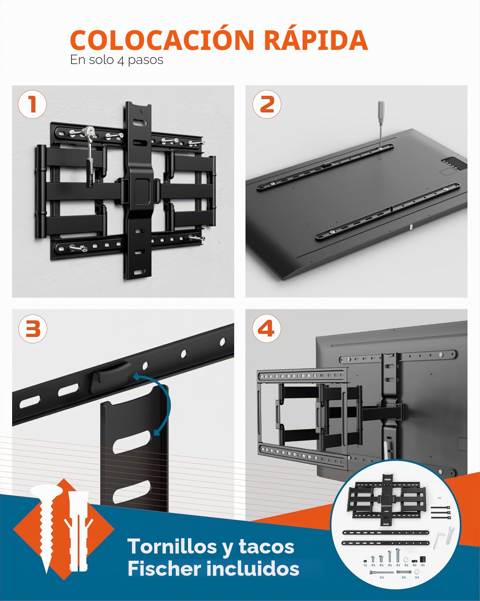 Xantron Slim Fit SLIMLINE-466US - Soporte de pared para TV (orientable, incluye accesorios, solo 27 mm de distancia a la pared, 43-90 pulgadas y VESA hasta 600 × 400, soporte ultra delgado para