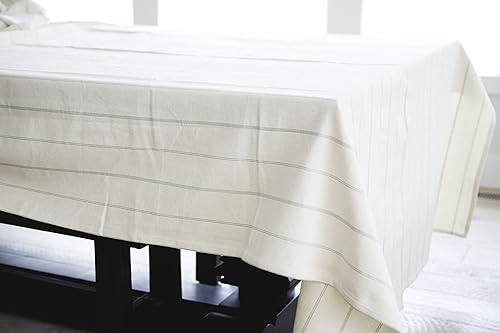 Mantel rectangular de lino de algodón de 60 x 120 pulgadas con patrón elegante para cocina, bodas, fiestas, picnic y decoración diaria, rayas