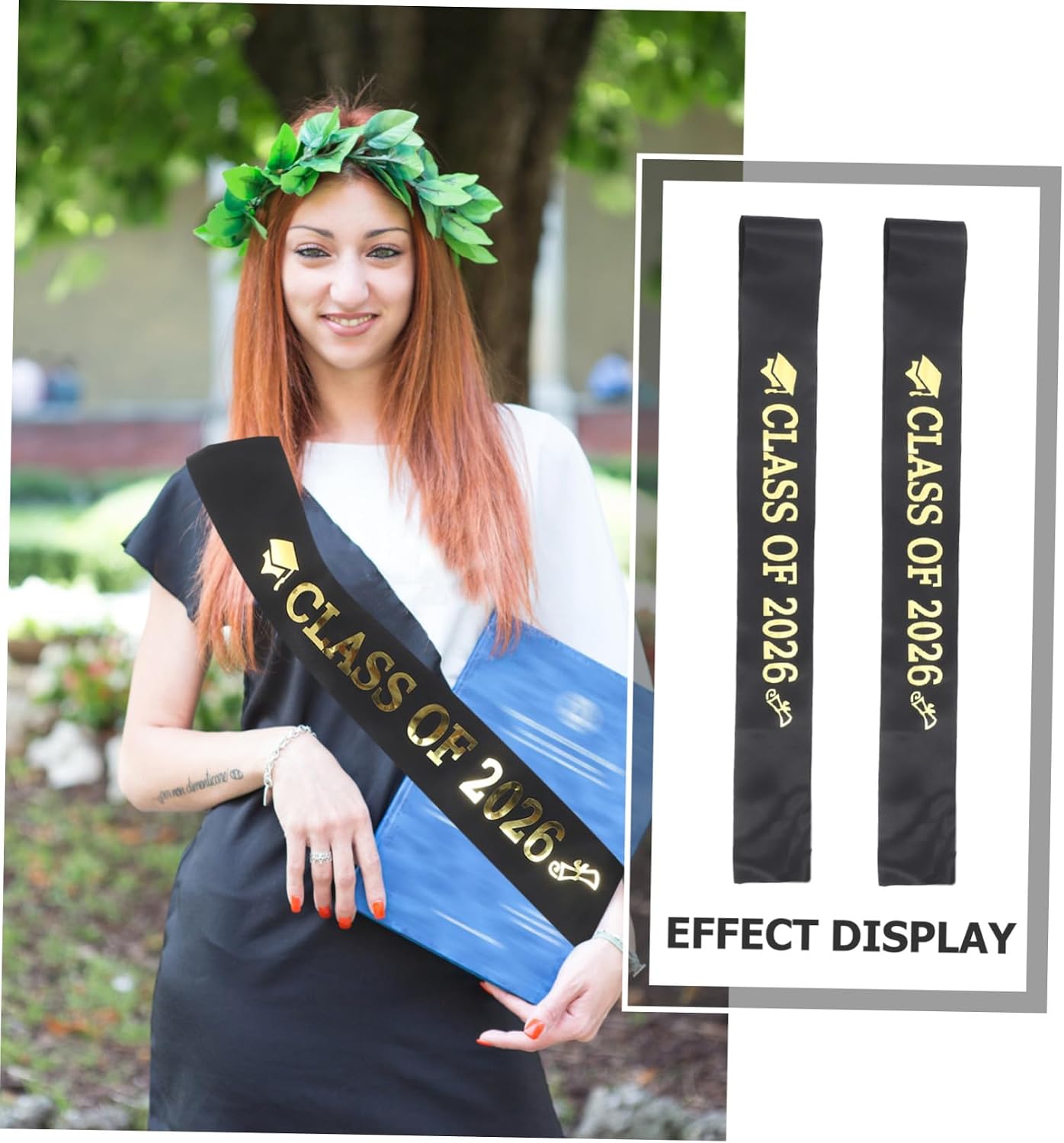 6pcs Black Satin Graduation Sash for Students and Boys