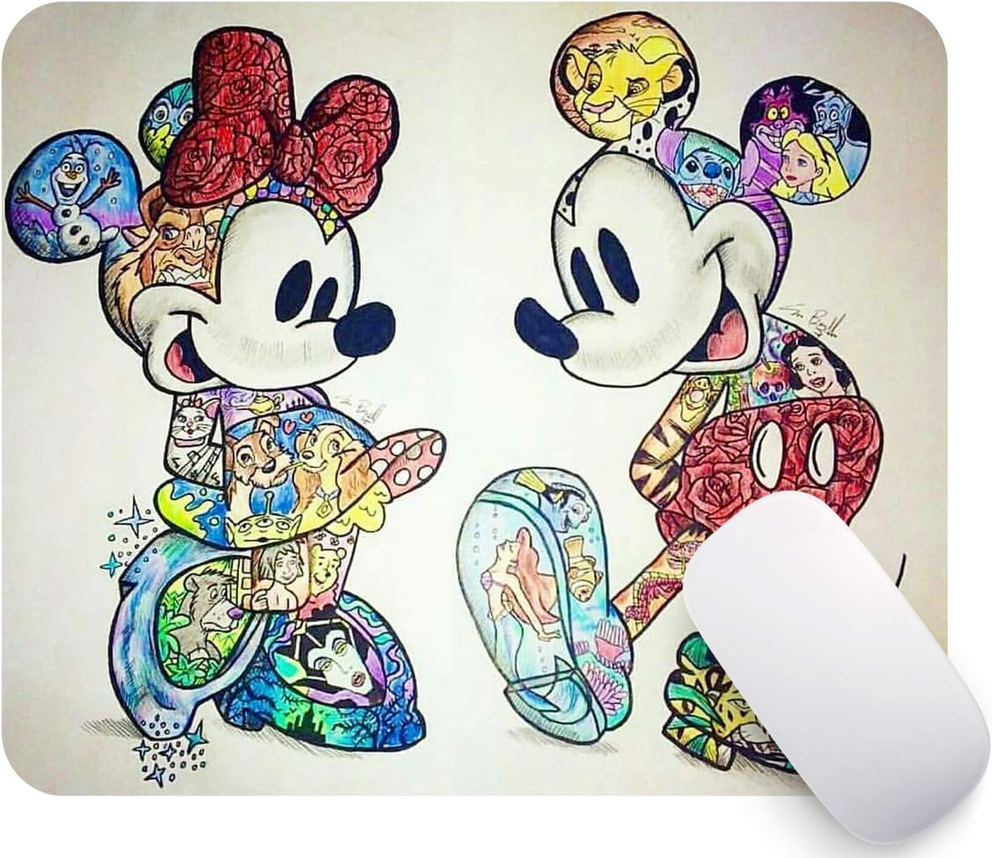 Mouse Pad Mickey and Minnie Mousepad Non-Slip Rubber Funny Cute Mat for Gaming and Gift