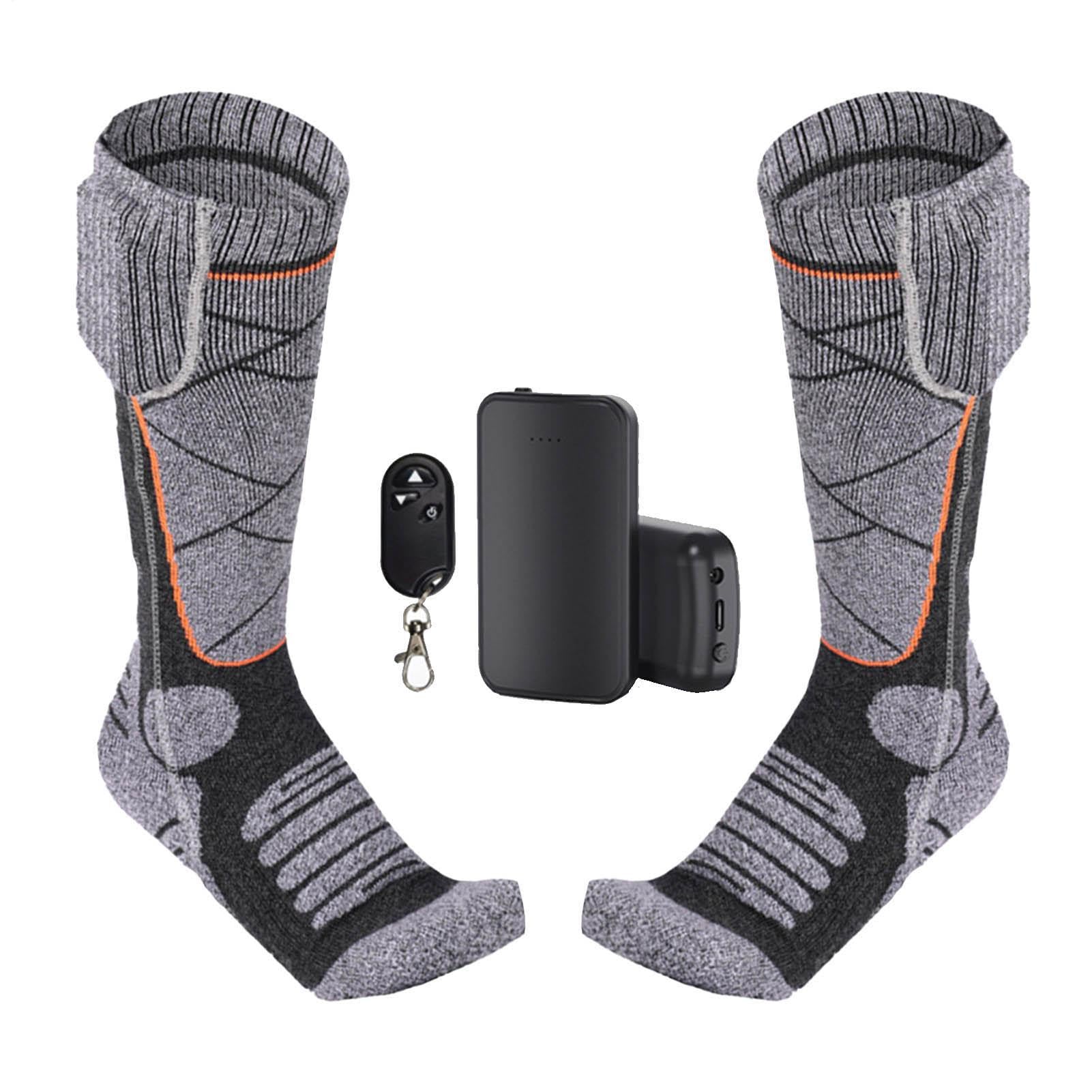 Calcetines calentados eléctricos – 2 Pares 4000 mAh Calcetines, ajustes térmicos de Calor confiables Ajustables | Calentador de pie de Invierno para Senderismo, Patinaje, Caminar y T