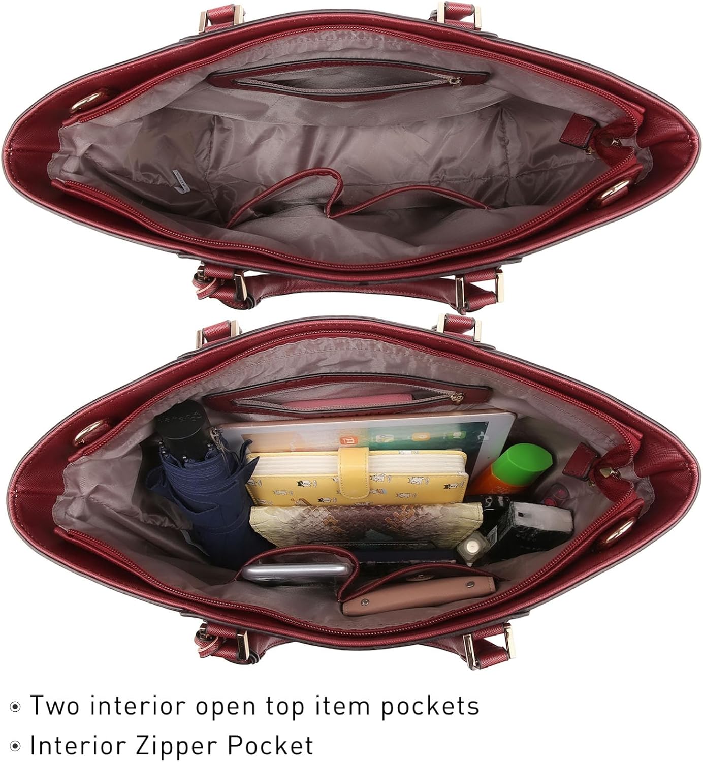 Dasein Women Satchel Purse Handbag Shoulder Bag Work Tote Bag with Matching Clutch - Image 5