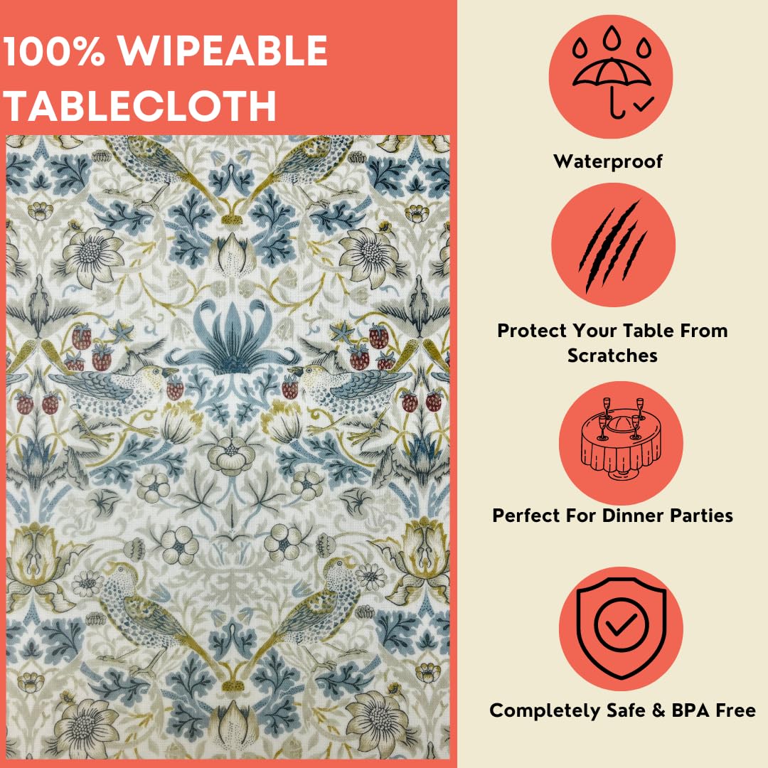 William Morris Strawberry Thief In Grey Matte Finish Oilcloth Wipe