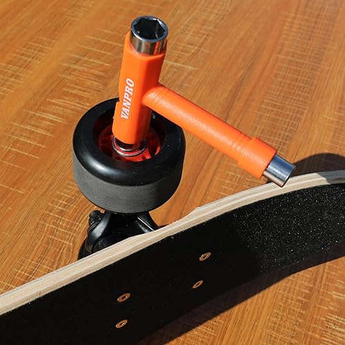 Miniatura 10 de Vanpro Herramientas de patinaje todo en uno, multifunción, portátil, herramienta para patineta, herramienta de patineta, llave de patinaje, todo en