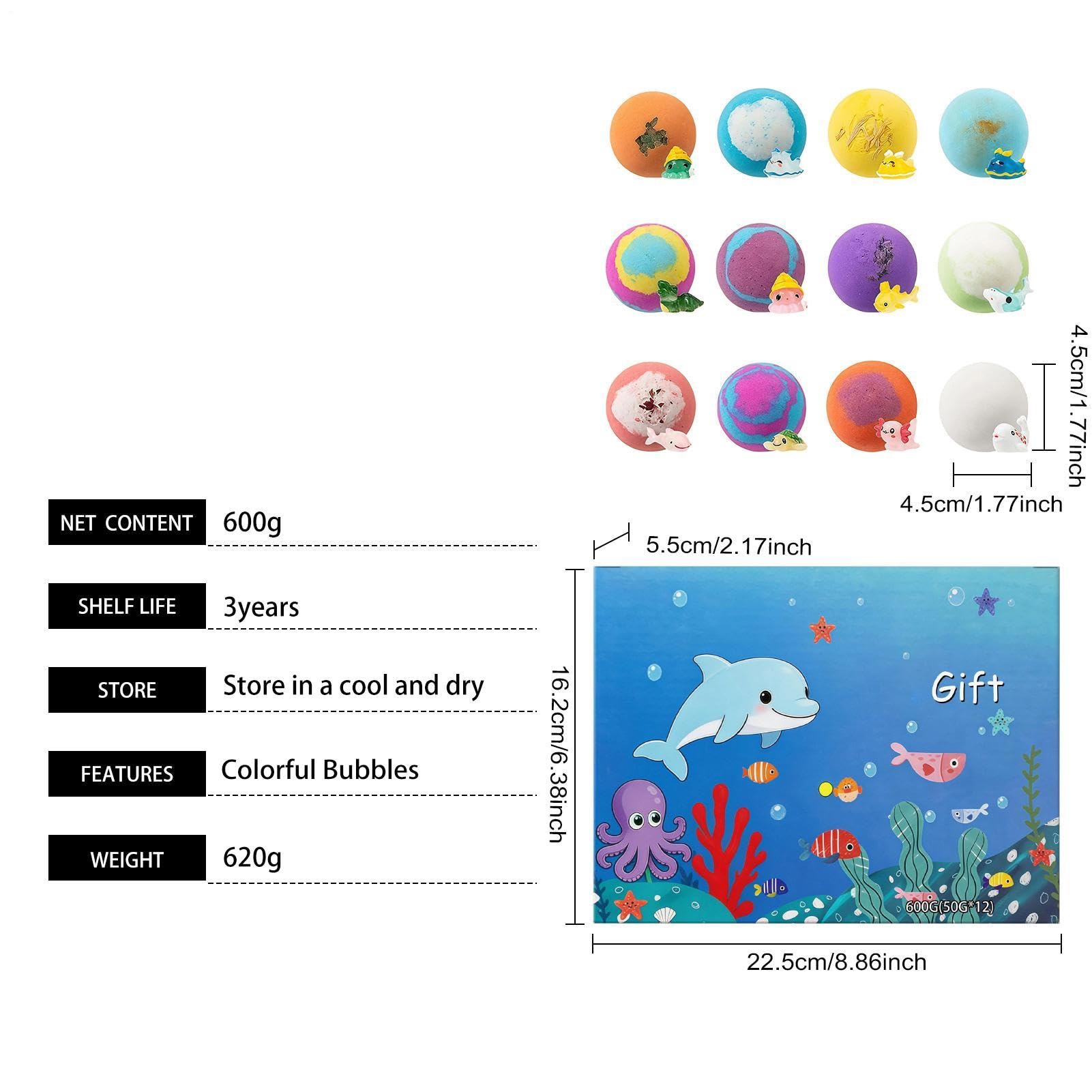 Palle da Bagno con Interna 12 Pezzi con Fragranza | Set di Bombette Effervescenti Regalo per Compleanno, Giochi, Doccia, Hotel, Casa, Asilo, Viaggi Estivi
