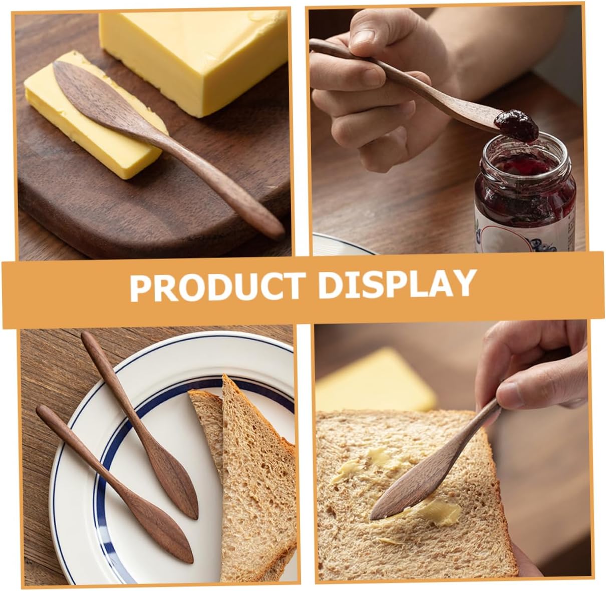 2pcs Wooden Butter Spreaders for Ketchup Honey and Jam