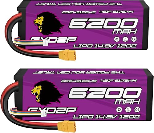 GXDZP 4S LiPo Battery 14.8V 6200mAh 120C XT90 Connector f…