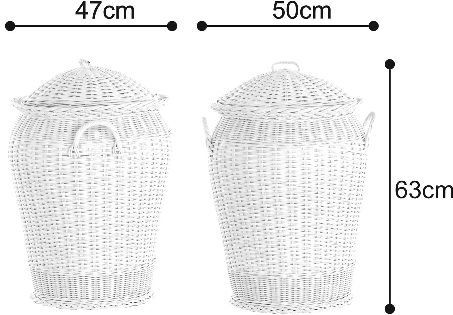 Wäschekorb/Wäschetonne rund aus echtem Rattan, Wäschesammler mit Deckel und Inlett (Mehrfarbig)